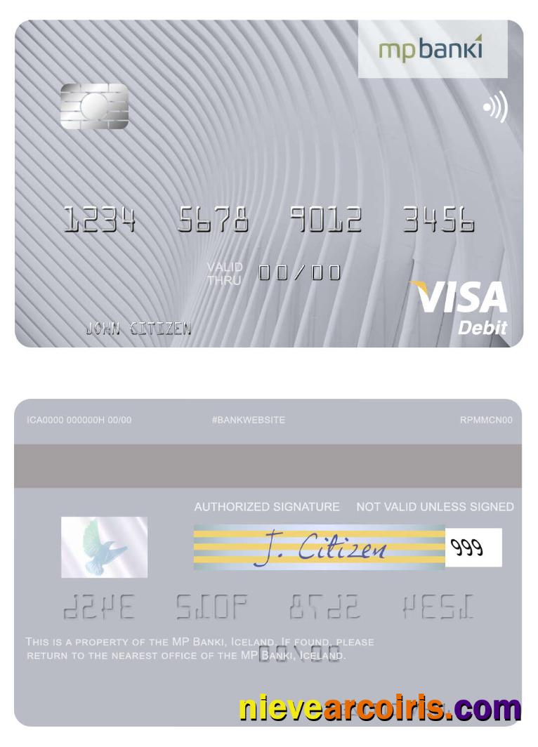 Iceland MP Banki visa debit card